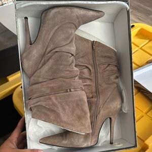 Jeffrey Campbell Taupe Suede Heeled Boots
